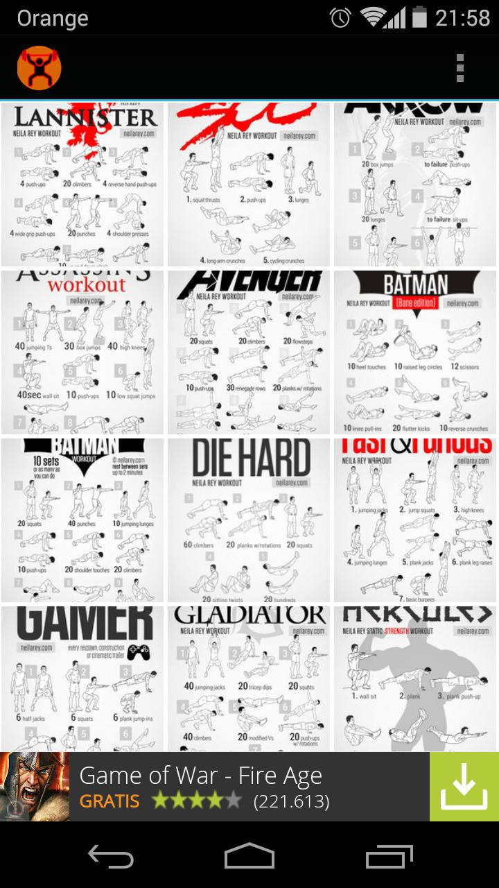 Fitness workout exercices