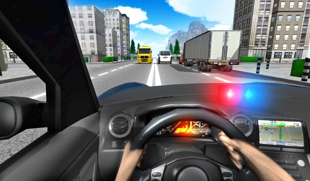 Police Driving In Car